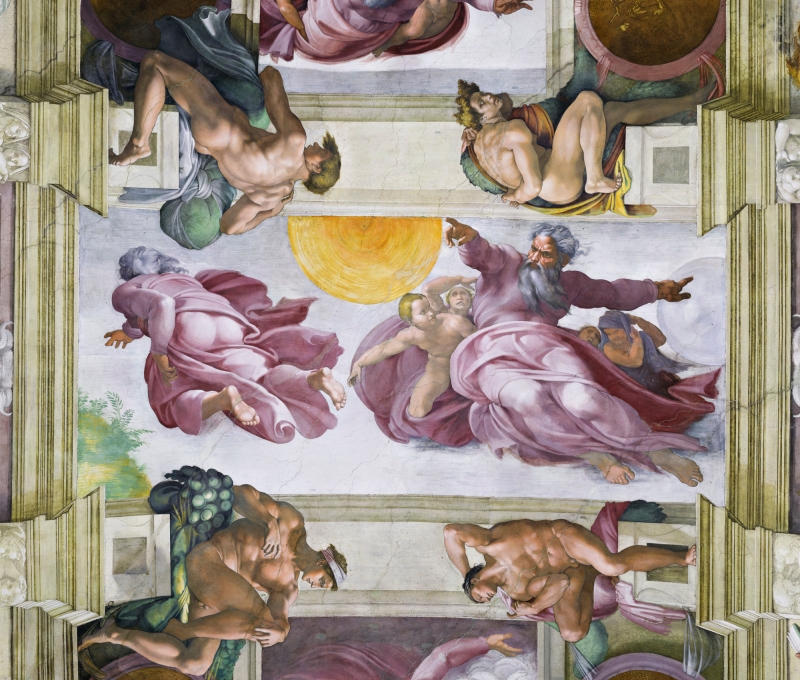 Creation of Sun, Moon, and Plants by artist Michelangelo Buonarotti